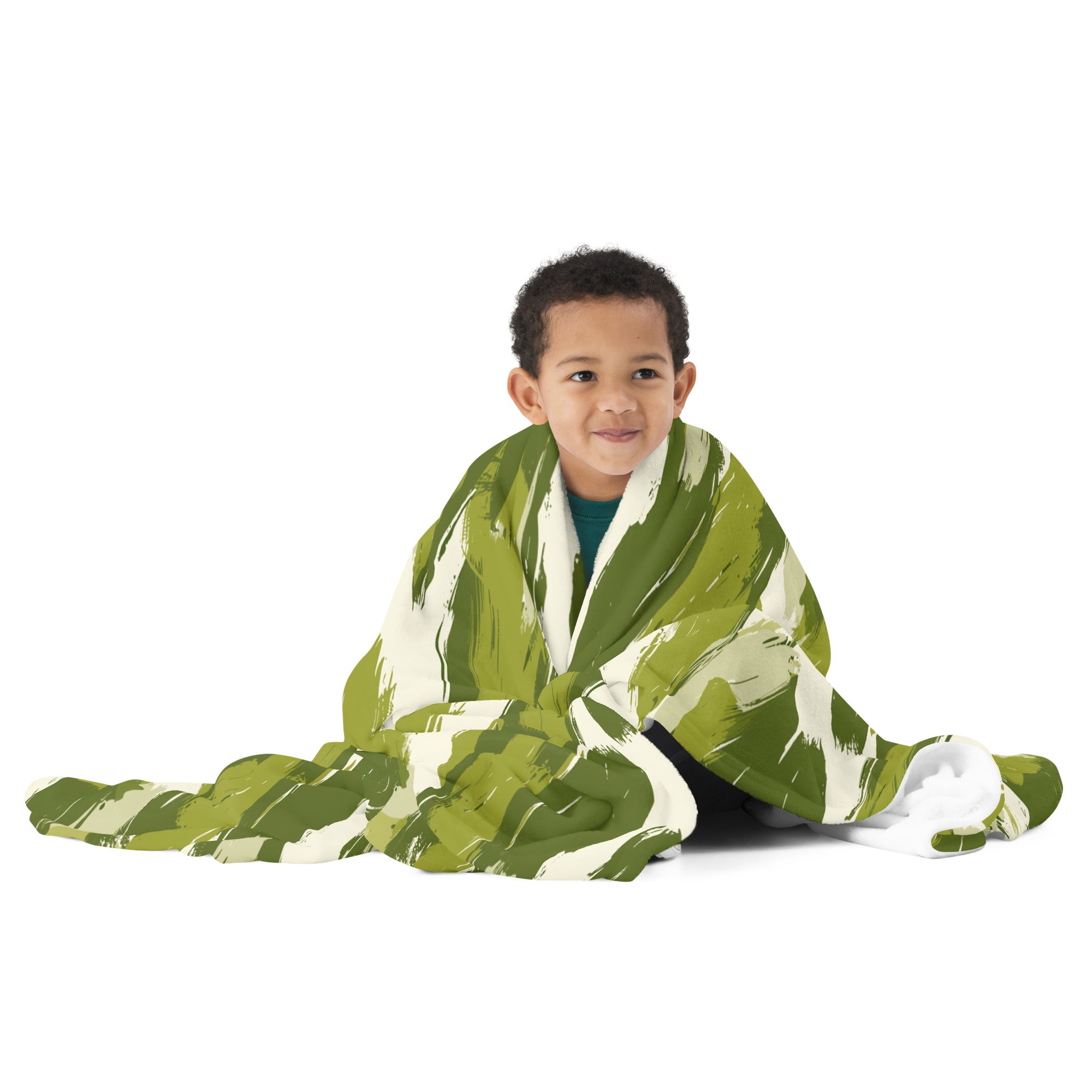 Green Brushstroke Throw Blanket