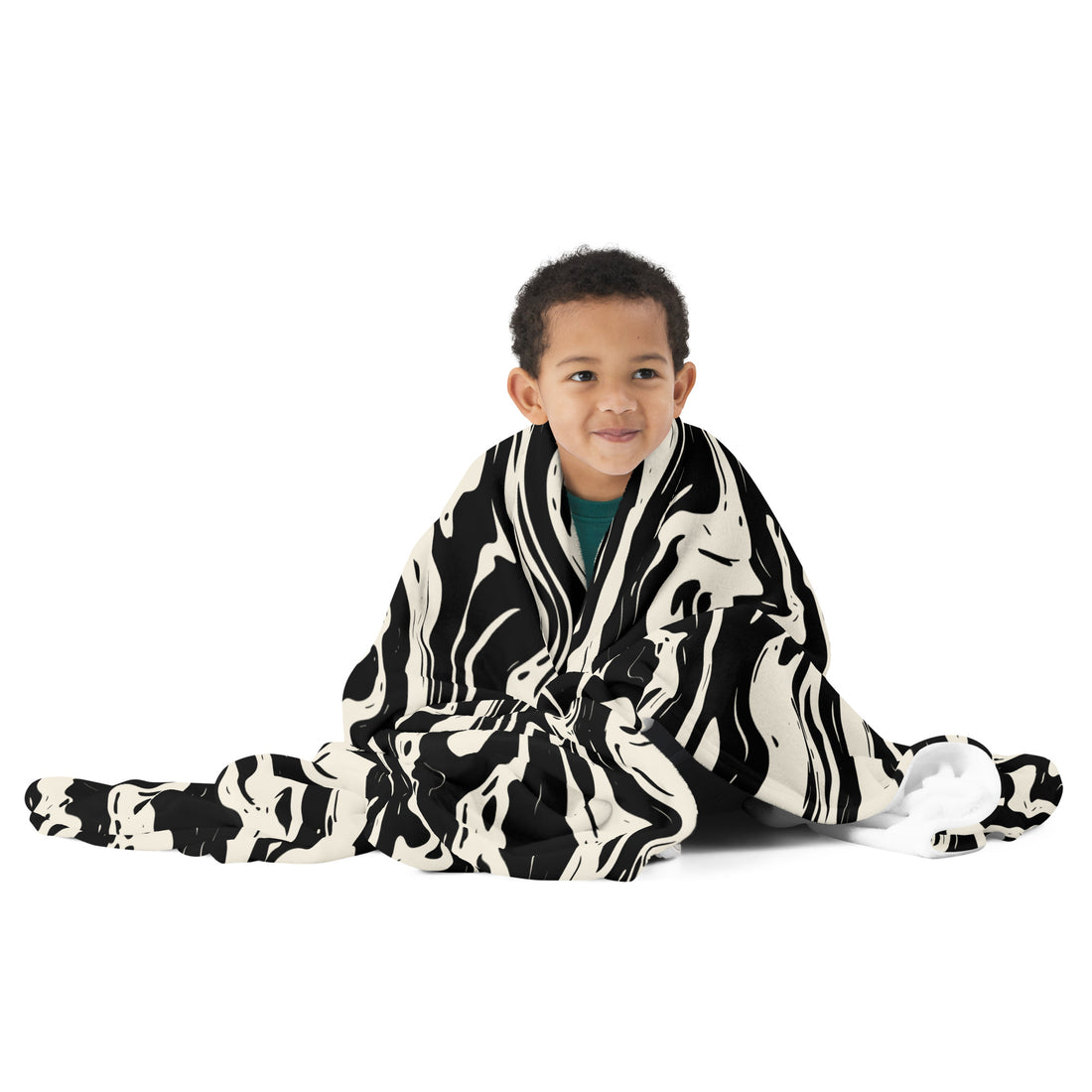 Abstract Black & White Swirl Throw Blanket