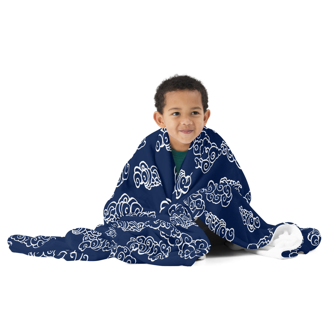 Navy Cloud Pattern Throw Blanket