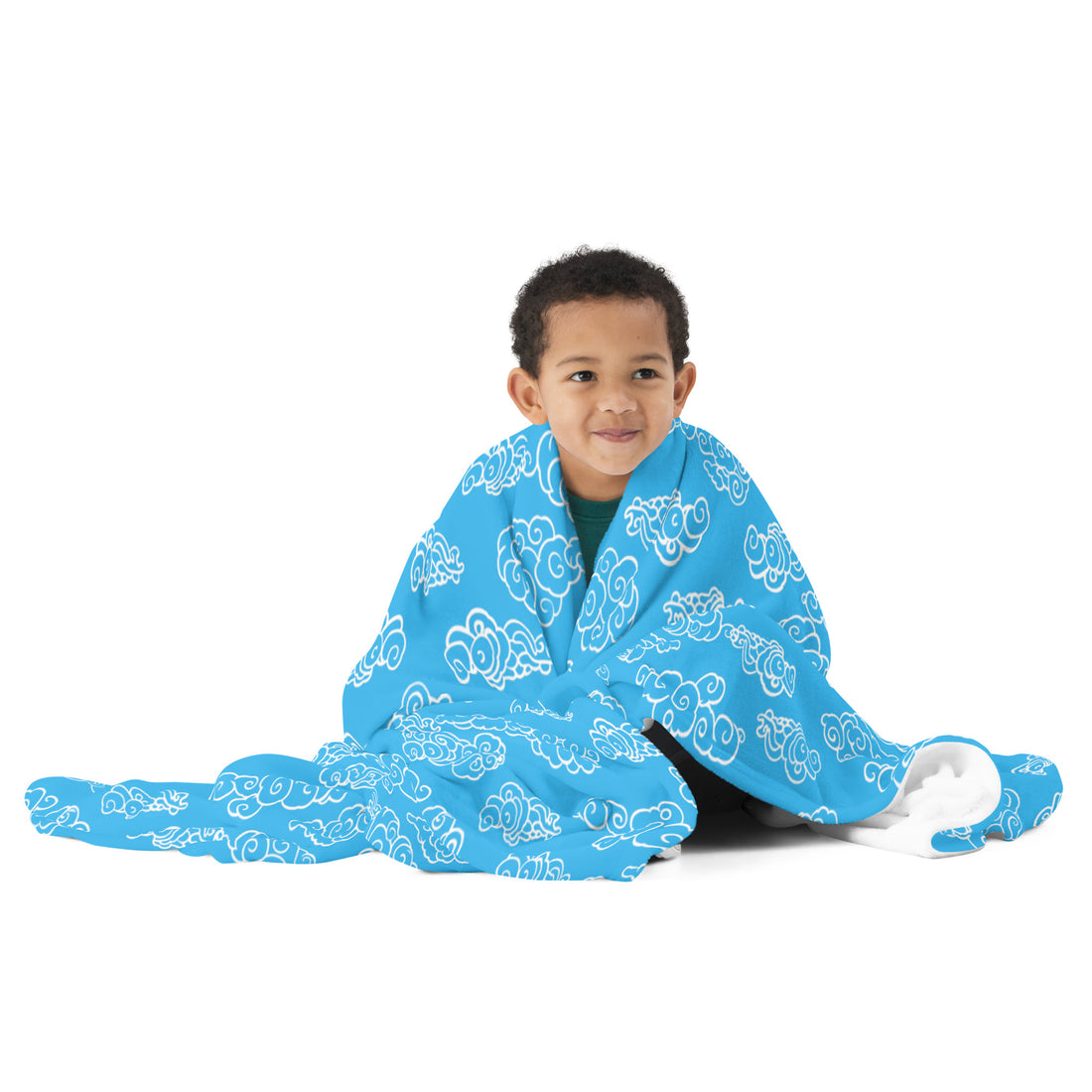 Blue Cloud Pattern Throw Blanket - Winter Warmth Accent