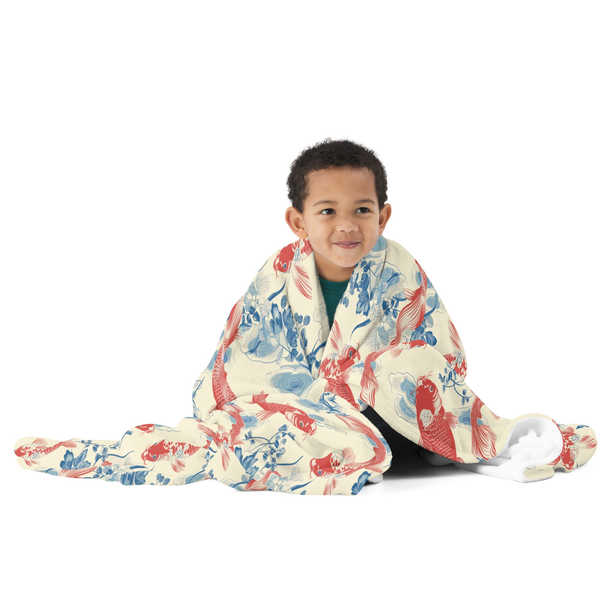 Koi Fish & Floral Soft Silk Throw Blanket