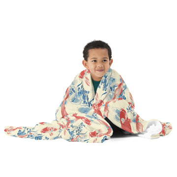 Koi Fish & Floral Soft Silk Throw Blanket