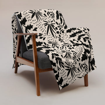 Botanical Black & Cream Throw Blanket