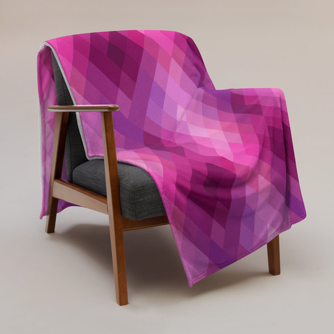 Pink Geometric Throw Blanket – Fuchsia Plaid Elegance