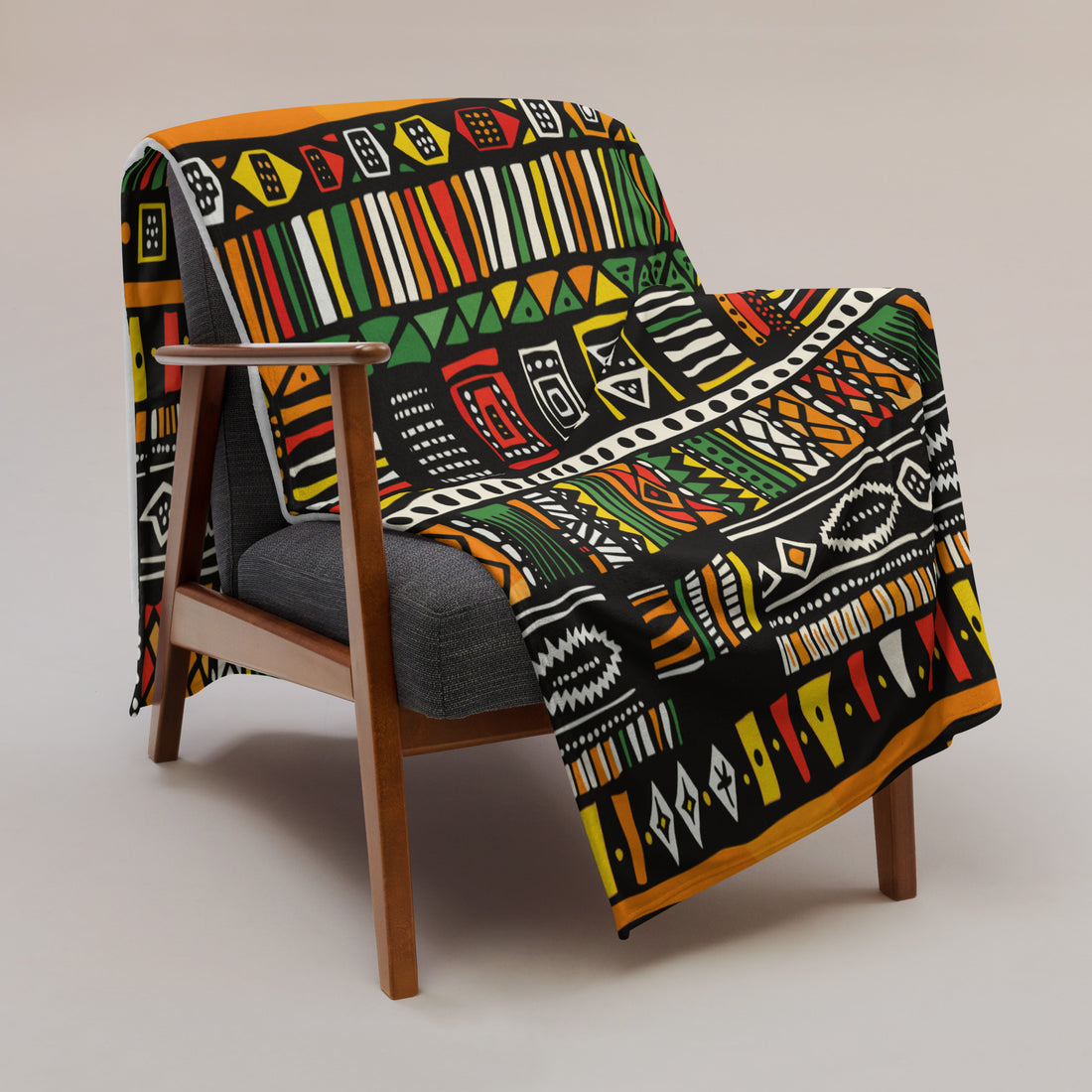 Vibrant African-Inspired Throw Blanket