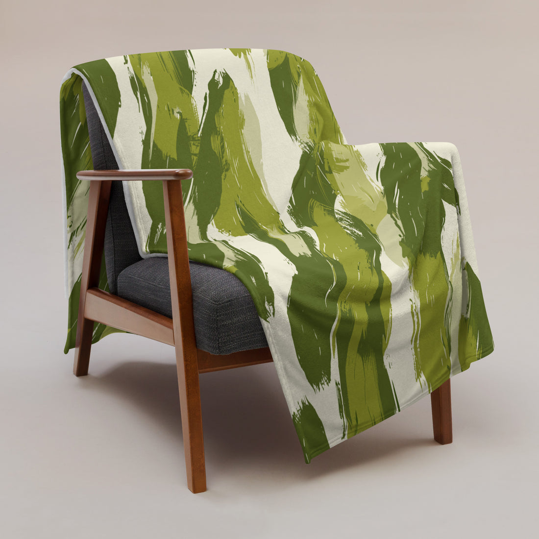 Green Brushstroke Throw Blanket