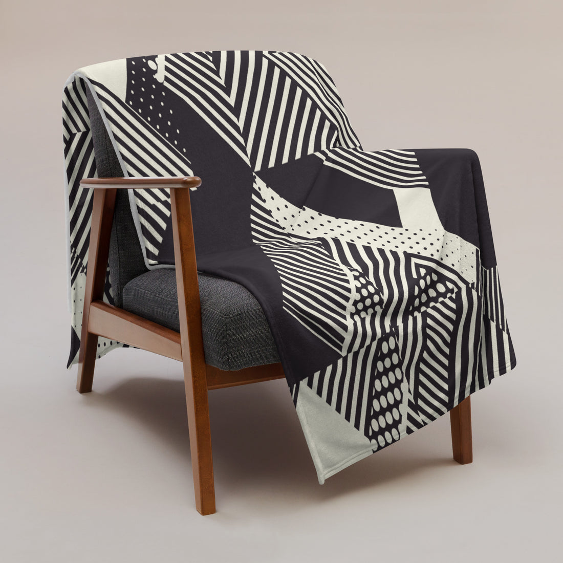 Monochrome Geometric Soft Throw Blanket