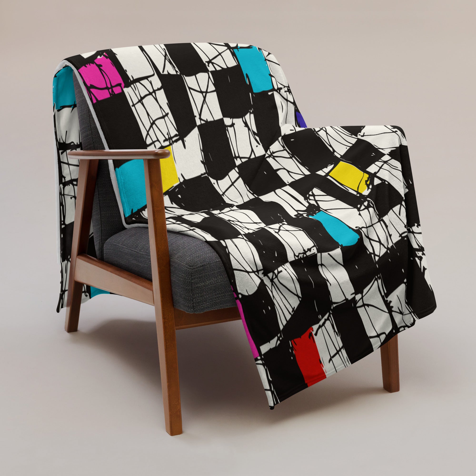 Winter Geometric Color Block Throw Blanket