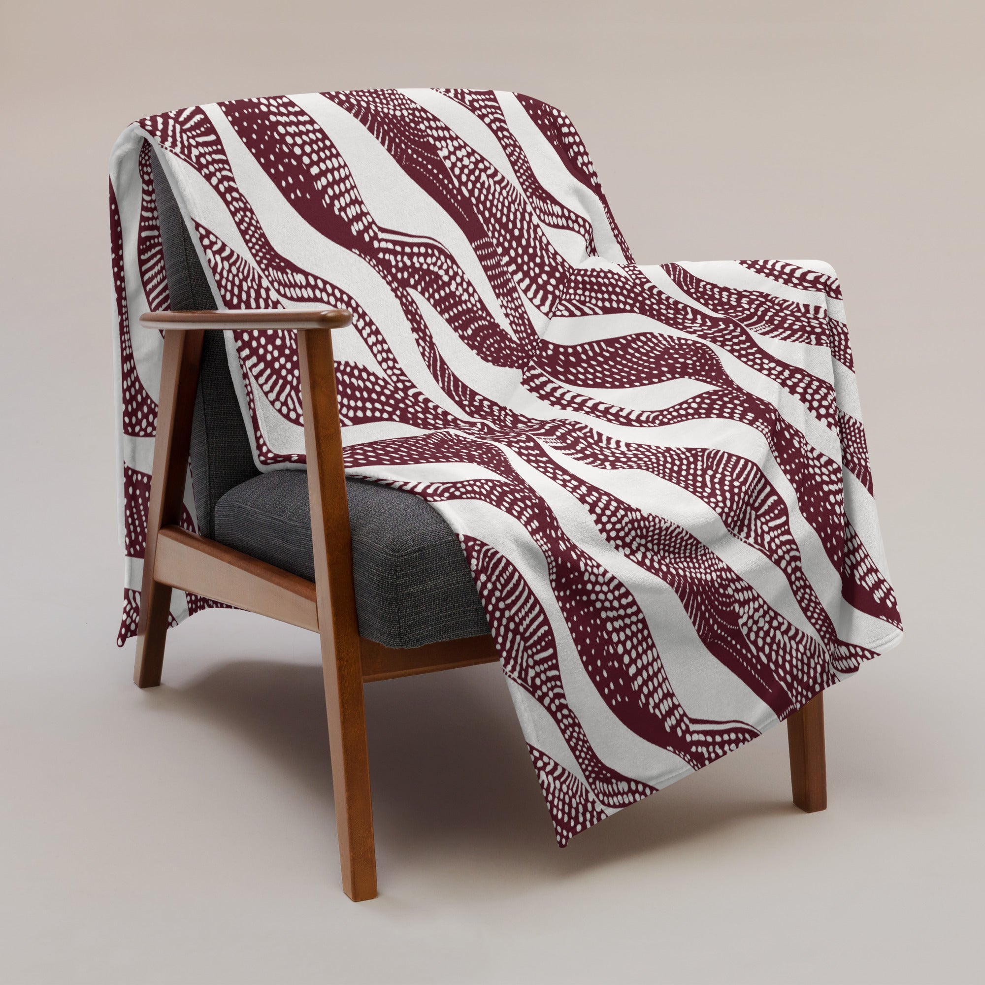 Burgundy Wave Pattern Throw Blanket