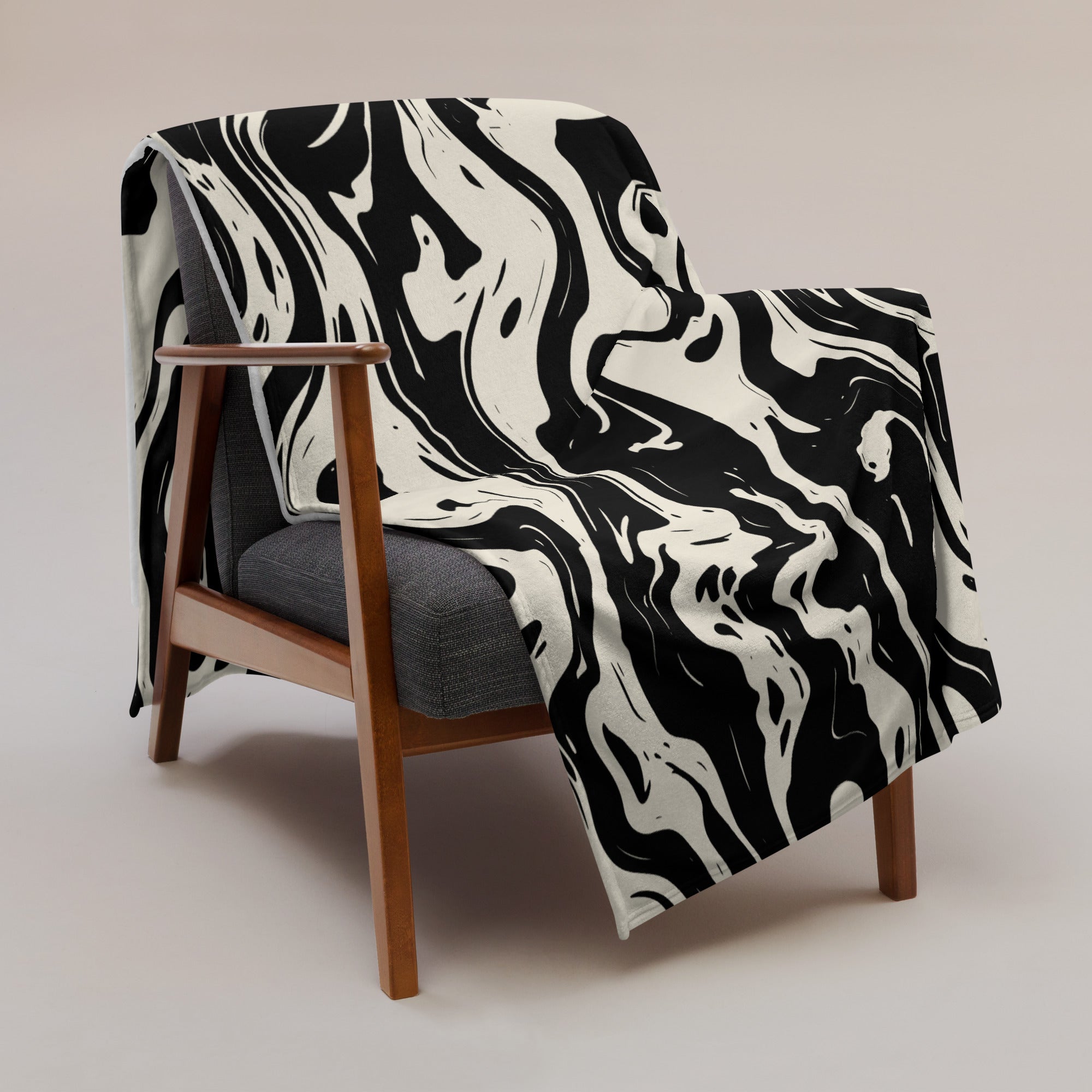 Abstract Black & White Swirl Throw Blanket