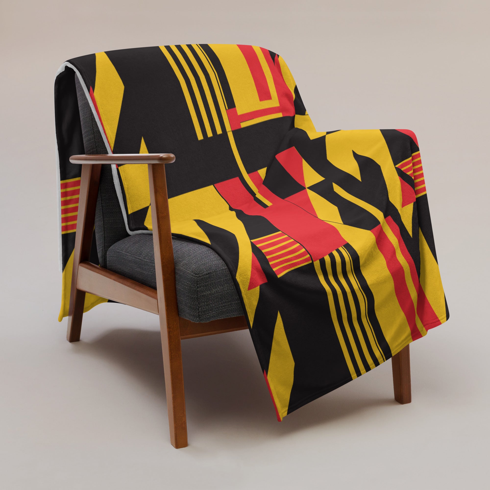 Geometric Holiday Throw Blanket - Bold Red & Gold