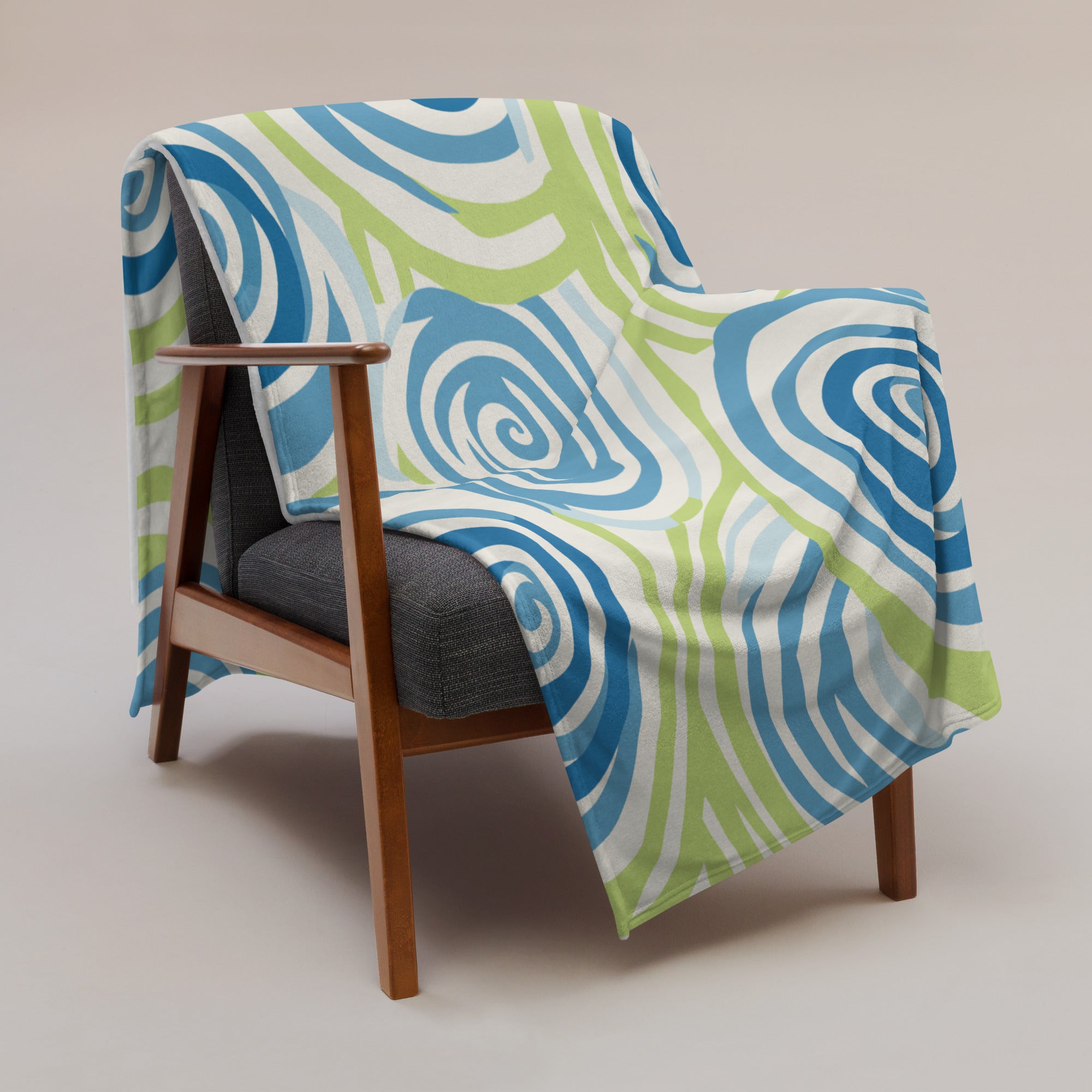 Swirling Blue & Green Patterned Throw Blanket