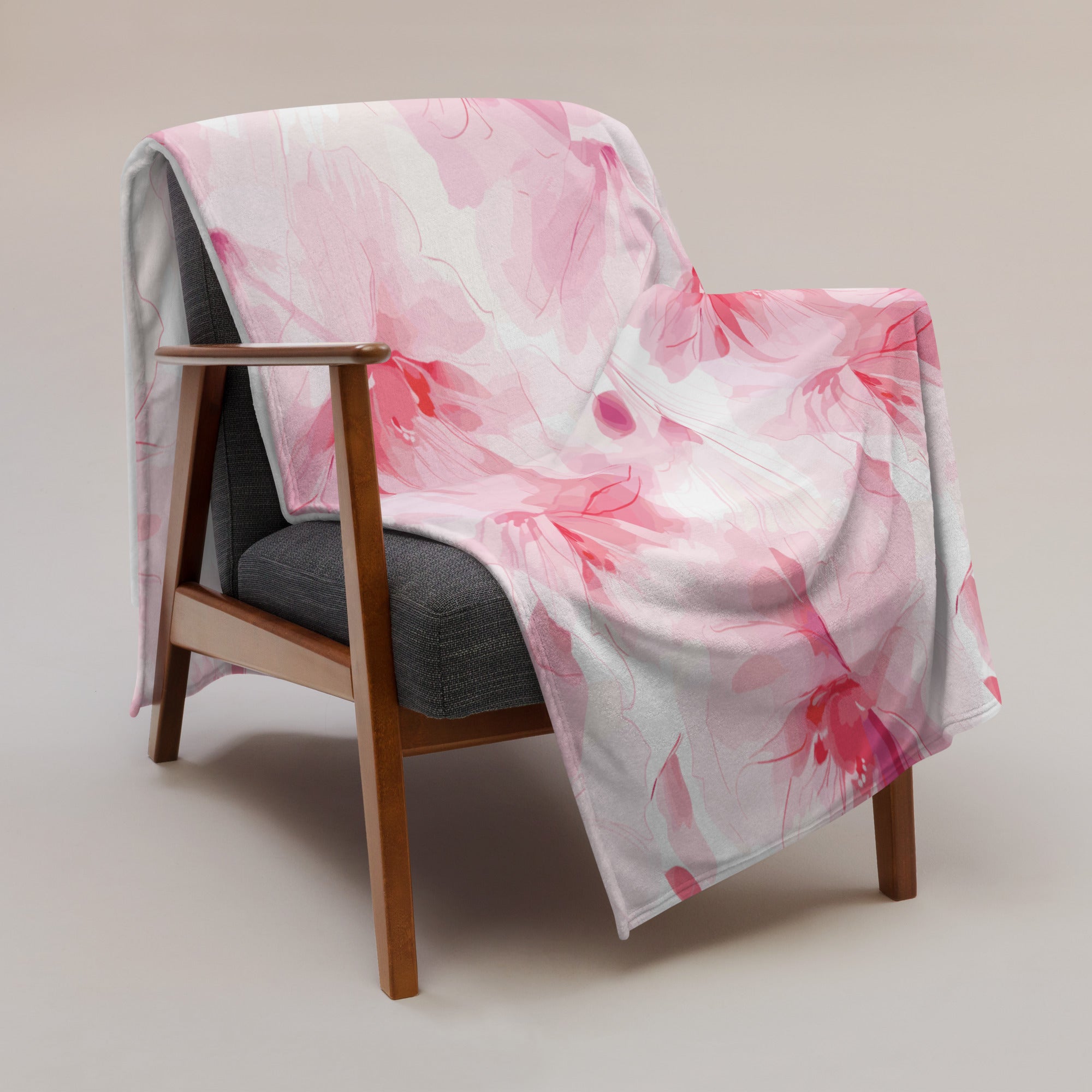 Pink Peony Floral Throw Blanket - Cozy Winter Decor